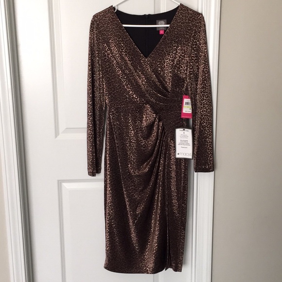 Vince Camuto Metallic Animal Print Stretch Dress - Picture 2 of 4